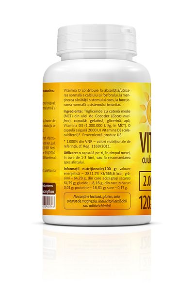 ZENYTH Super Vitamin D3, 2000 IU, 60 Capsules, With Mct Coconut Oil,