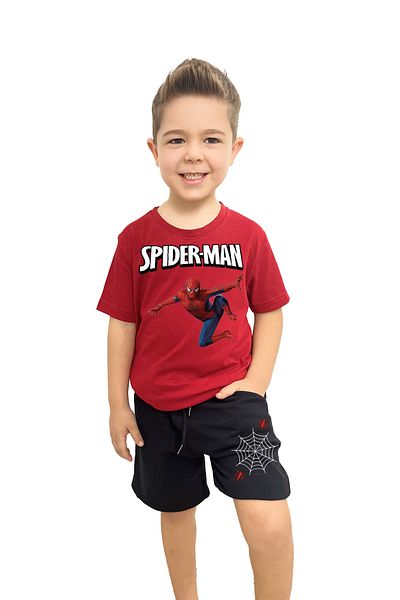 yudemia Superhero Printed Children's T-Shirt and Shorts Set |   100% Cotton, Stylish and Comfortable