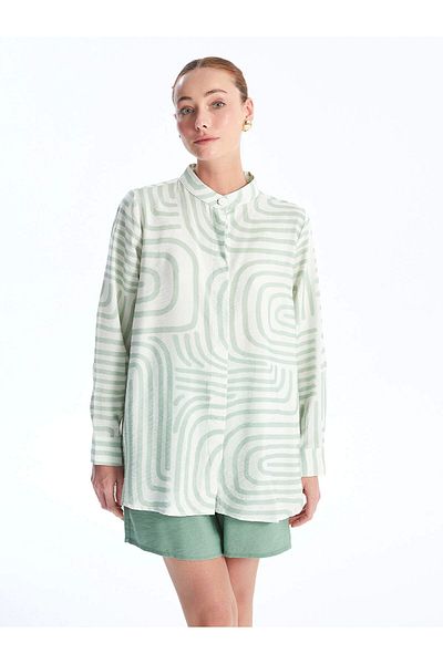 LC Waikiki Lcwaikiki Classic Green Print Women's Shirt Tunic
