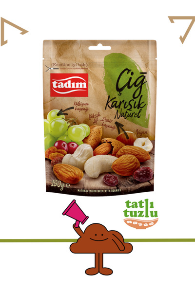 Tadım Çiğ Karışık Kuruyemiş Naturel (3 x 180 gr) – Doğal Enerji ve Lezzet Dolu