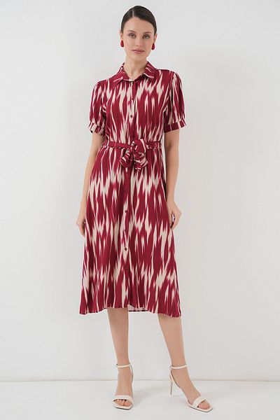 Bigdart Φόρεμα με μοτίβο κοντομάνικο 2532 - Claret Red
