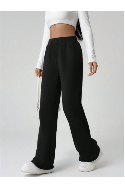 yx yustex sport Γυναικείο μαύρο φαρδύ, ελαστικό, άνετο υφασμάτινο παντελόνι φ...