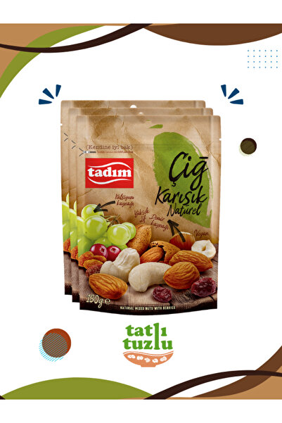 Tadım Çiğ Karışık Kuruyemiş Naturel (3 x 180 gr) – Doğal Enerji ve Lezzet Dolu