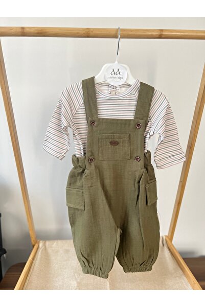 Babydola Erkek Bebek Bahçıvan 2li Takım Salopet -Rahat, Şık