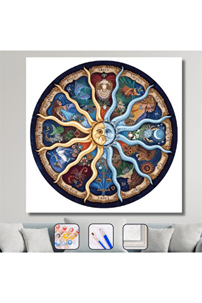 Pastelya Sayılarla Boyama Seti Çerçeveli Kasnaklı Astroloji 50 x 65 cm