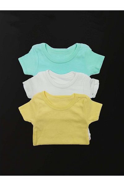 MYZİ STORE Baby Boy Summer 3 Pieces 100% Cotton Half Sleeve Snap Fastener Bodysuit Bodysuit