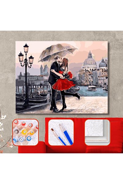 Pastelya İlanı Aşk Sayılarla Boyama Seti Çerçeveli Kasnaklı