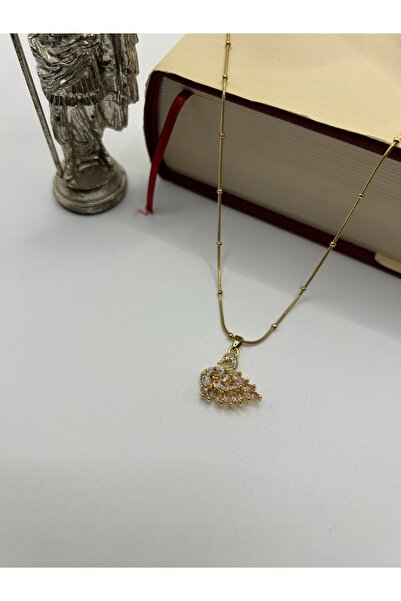 Ceren Gold Zincir Pembe Taşlı Kuğu Çelik Kolye