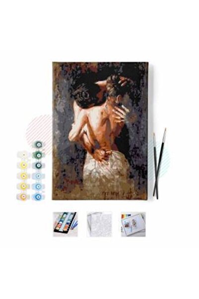 Pastelya Sayılarla Boyama Seti Çerçeveli Kasnaklı Aşk Ve Tutku 40 x 50 Cm