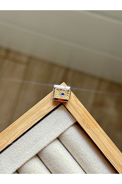 YOUES JEWELRY 9mm Stainless Steel Charm - Italian, Gold Blue Attachment Link