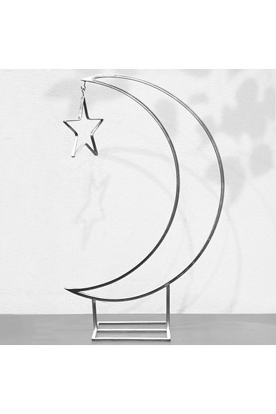 Generic هلال رمضان  معدن لون فضي بدون زينه بدون اضاءه بدون الورد⁩