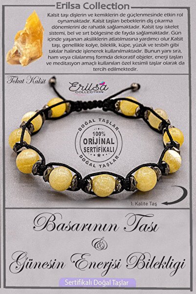Erilsa Sertifikalı AAA+ Kalite Doğal Tokat Kalsit Taşı - Başarının Taşı Güneş...
