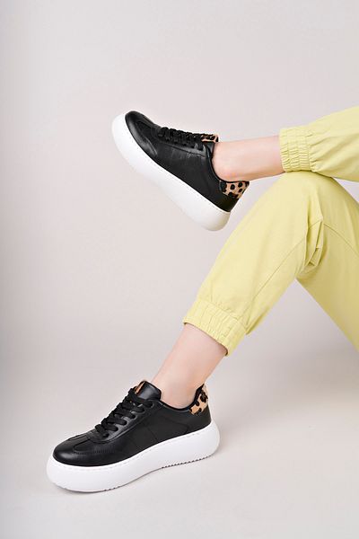 Saks Gardrop Pantofi sport cu șireturi leopard cu talpă groasă Pantofi de mers pantofi de mers Pantofi casual