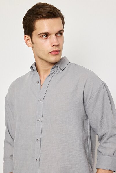 MADZEYMODA Сіра преміум чоловіча сорочка LS-19832