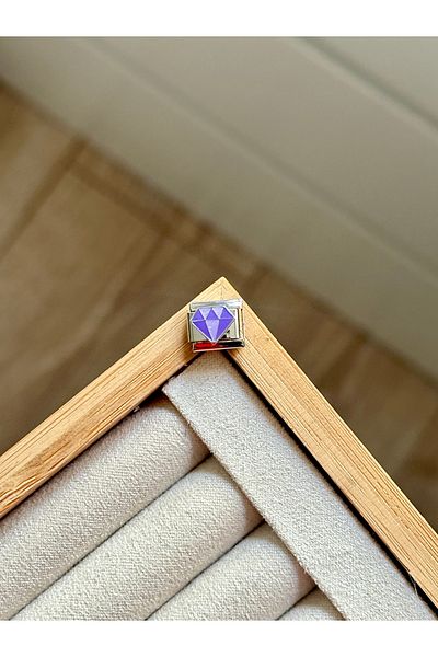 YOUES JEWELRY 9mm Stainless Steel Charm - Purple Princess Solitaire Diamond, Italian Bag