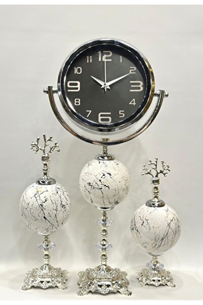 AC STORY 3LÜ TOP SAATLİ SALON SETİ DEKORATİF SAAT BİBLO