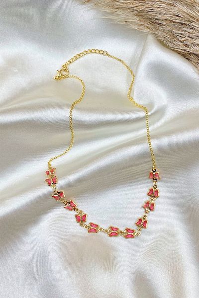 Eylülün Takısı Women's Gold Color Butterfly Necklace