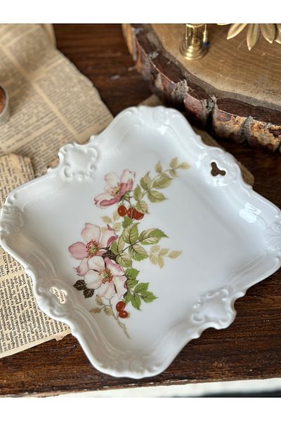 Bavaria German Antique Seltmann Weiden Bavaria Soft Floral Porcelain Presentation Bowl Mini Tray Plate