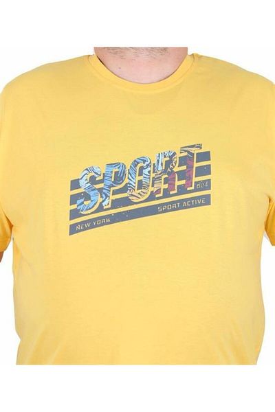 Starbattal Men's Plus Size Crew Neck T-Shirt Sport 25162 Yellow