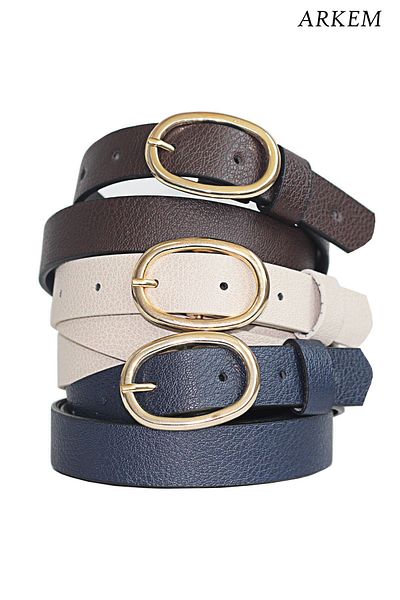 Arkem Brown-Dark Blue-Beige 3-Piece Set, Women's Belt