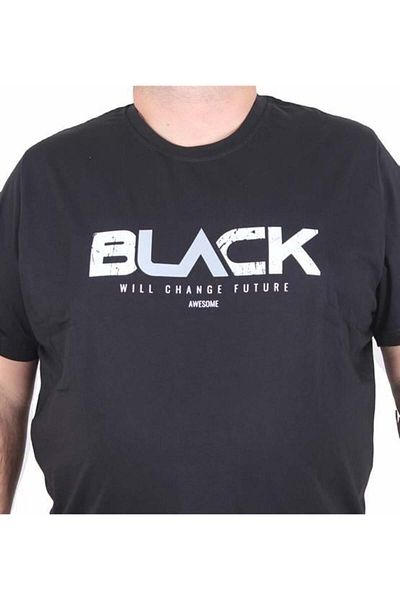 Starbattal Ανδρικό T-Shirt με λαιμόκοψη σε μεγάλο μέγεθος μαύρο 25176 ΜΑΥΡΟ