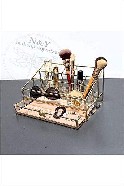 N&Y makeup organizer منظم مكياج PS 011 +1 درج سوفت جولد 28 سم..