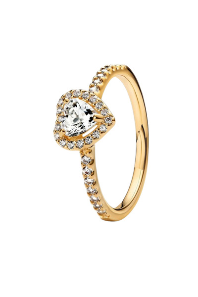 ARGENT Ayarlanabilir Zirkon Altın Yüzük Yüksek Kalp Taşlı Işıltılı Özel Tasarım Kutusu Ile