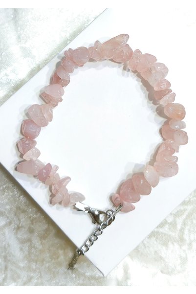 Tasarım Pink Quartz Broken Natural Stone Bracelet