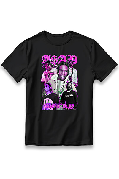 EZG Business Tricou cu imprimeu Asap Rocky Rap Model, 100% bumbac, cu țesătur...