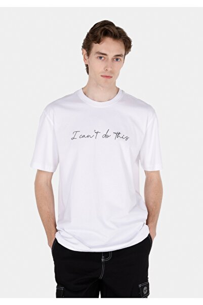 Colin's Tricou alb cu mânecă scurtă pentru bărbați, cu gât rotund, confortabil