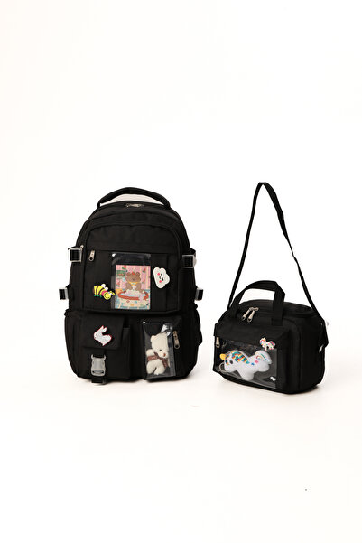 QUOVO Kawaii Kore Tarzı Full Aksesuarlı Ortopedik Yerli Günlük Okul Çantası K...