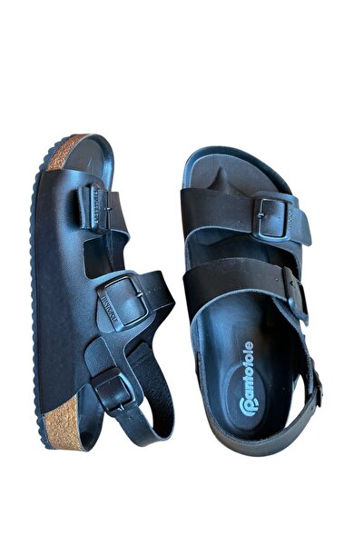 COMFORT OF PANTOFOLE Black Two Buckle Cork Men's Sandals