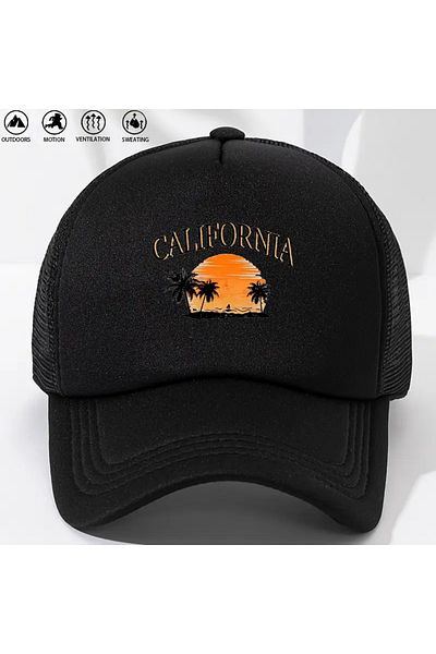 LEIVOR Черна мрежеста шапка с щампа California