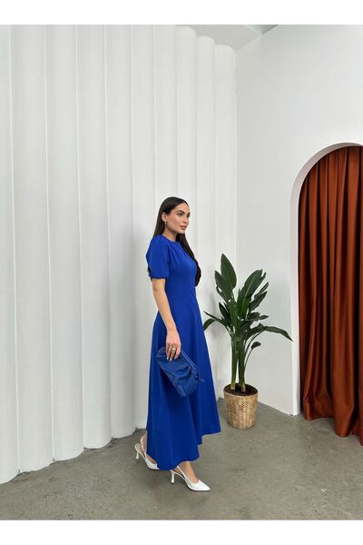 mafdress Women's Crepe Fabric Saks Watermelon Sleeve Evening Dress