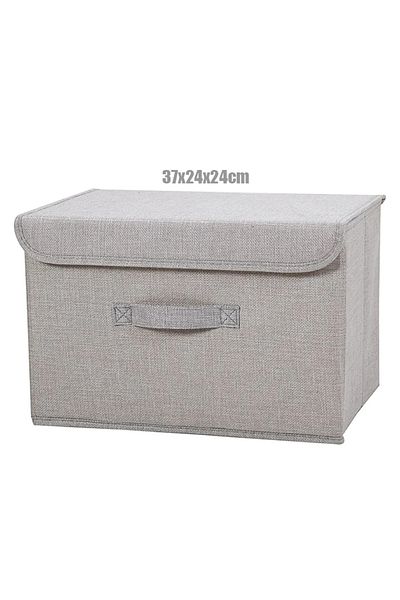 Choice 37x24x24cm Washable Cotton Linen Fabric Folding Cd Storage Box Foldable Bins Toys Organizer With Lid