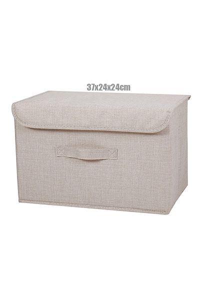 Choice 37x24x24cm Washable Cotton Linen Fabric Folding Cd Storage Box Foldable Bins Toys Organizer With Lid