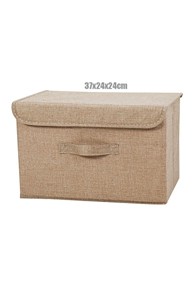 Choice 37X24X24CM Washable Cotton Linen Fabric Folding CD Storage Box Foldable Bins Toys Organizer With Lid