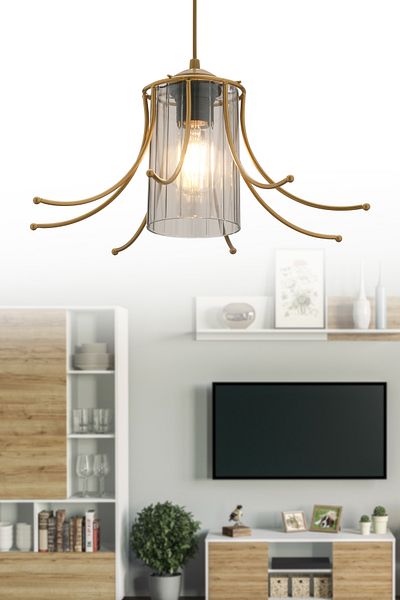 Trend Kitchen Modern Living Room, Living Room, Bedroom, Hall, Kitchen Smoked Mica Glass with Chandelier