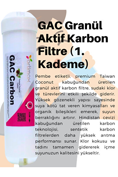 Ortimax 5'li Su Arıtma Filtre Seti – PP Sediment, GAC, CTO Karbon, Membran ve Post Karbon