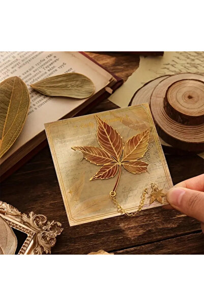 Fivy Autumn Themed Leaf Figured Chain Metal Bookends