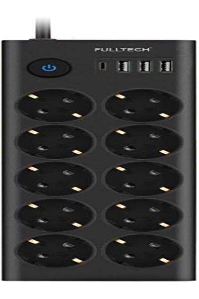 NeKuBa Type-C Port Girişli Akım Korumalı 10'lu Priz,3 USB, Isıya Dayanıklı, Grup Priz, Çoklu Uzatma Kablo