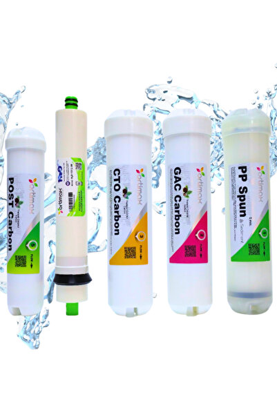 Ortimax 5'li Su Arıtma Filtre Seti – PP Sediment, GAC, CTO Karbon, Membran ve Post Karbon