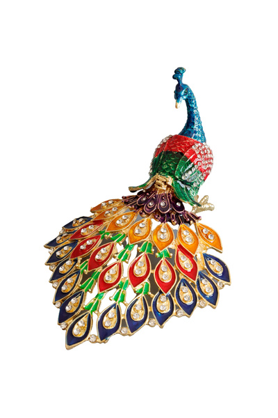 Metal Peacock Trinket with Crystal Stone – Decorative and Stylish Accessory