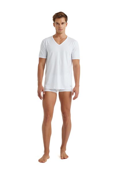 Blackspade Ανδρικό λαιμόκοψη V, λευκό βαμβακερό 9239