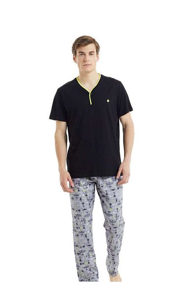 Blackspade 30881 Men's Short Sleeve Black Pajama Set
