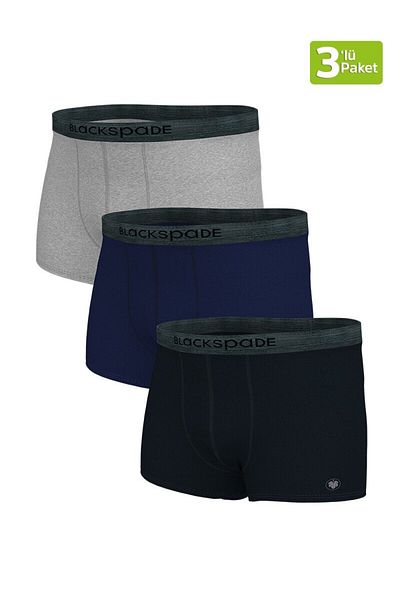 Blackspade Ανδρικό Boxer 3er Σετ Προστασίας Μοντέρνα βασικά 9473 Γκρι Μπλε Μαύρο