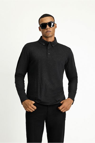 Kiğılı Polo Neck Regular Fit Striped Cotton Sweatshirt
