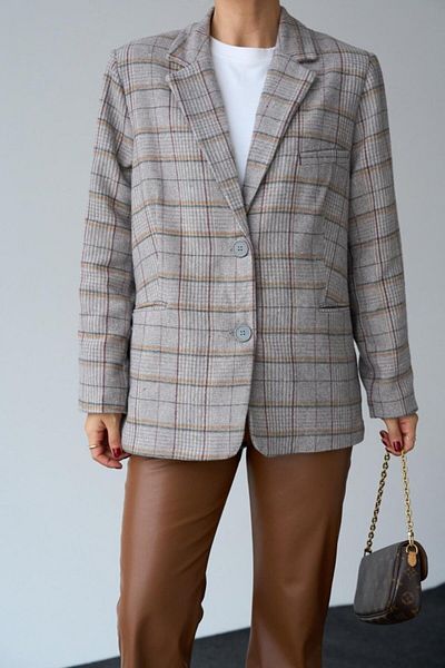 BEYD Beige Checked Plaid Jacket