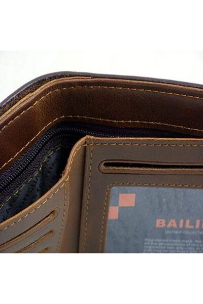 fulina Men's Leather Wallet, Multiple Dual Wallet ID Card Holder with seven card slots, brown, Classic