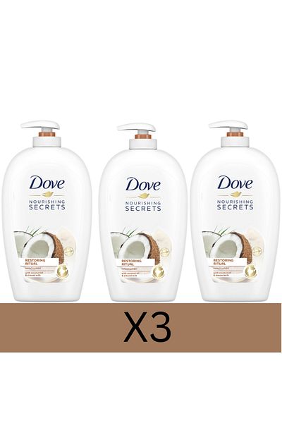 Dove Nourishing Secrets Restoring Ritual Hand Wash With Coconut Oil And Almond Milk, 500 Ml x3